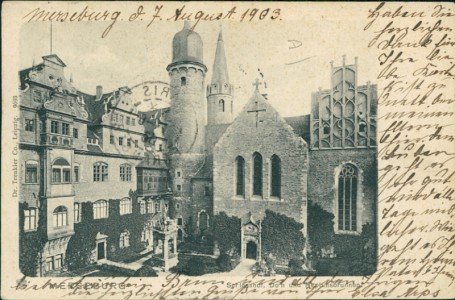 Alte Ansichtskarte Merseburg, Schlosshof, Dom und Neptunsbrunnen