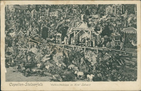 Alte Ansichtskarte Capellen-Stolzenfels, Weihnachtskrippe im Hotel Lahneck