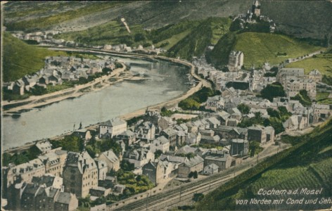 Alte Ansichtskarte Cochem a. d. Mosel, Blick von Norden mit Cond und Sehl