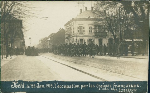 Alte Ansichtskarte Kehl le 29. Jan. 1919, L'occupation par les troupes françaises