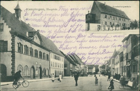 Alte Ansichtskarte Kenzingen, Hauptstr., Haushaltungsschule