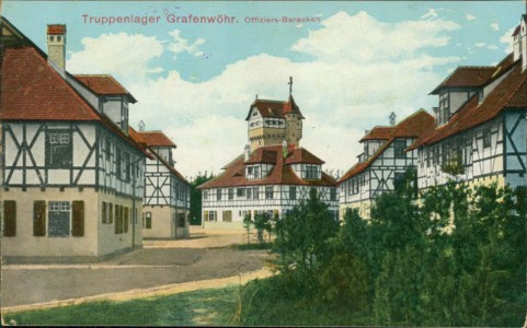 Alte Ansichtskarte Truppenlager Grafenwöhr, Offiziers-Baracken