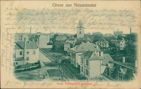 Alte Ansichtskarte Gruss aus Neumünster, Vom Mühlenhof gesehen
