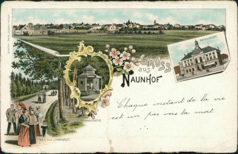 Alte Ansichtskarte Gruss aus Nauhof, Rathskeller, Bismarckhütte, Weg nach Lindhardt