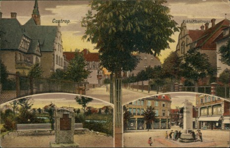 Alte Ansichtskarte Castrop, Viktoriastrasse, Denkmal, Brunnen