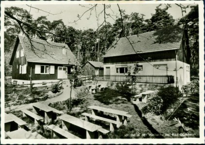 Alte Ansichtskarte "Hütte in der Weilach" bei Bad Dürkheim, Pfälzerwald-Verein e. V., Ortsgruppe Bad Dürkheim