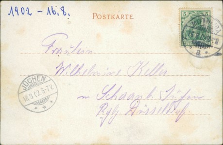 Adressseite der Ansichtskarte Der neue Bahnhof Mittweida, 8. Juli 1900