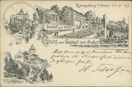 Alte Ansichtskarte Zwingenberg a/Neckar, Gasthof zum Anker