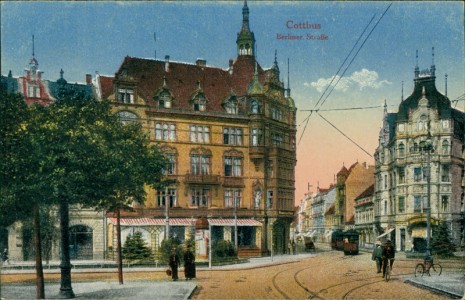 Alte Ansichtskarte Cottbus, Berliner Straße