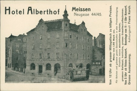 Alte Ansichtskarte Meissen, Hotel Alberthof. Neugasse 44/45
