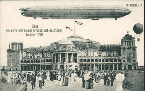Alte Ansichtskarte Frankfurt a. M., Gruss von der Internationalen Luftschiffahrt-Ausstellung, Frankfurt 1909