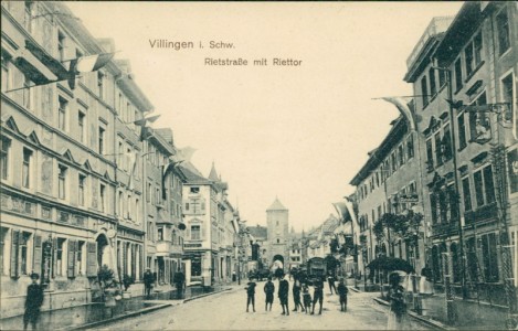 Alte Ansichtskarte Villingen, Rietstraße mit Riettor