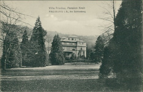 Alte Ansichtskarte Freiburg im Breisgau, Villa Friedau, Pension Knab, Am Schlossberg