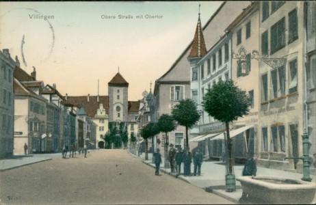 Alte Ansichtskarte Villingen, Obere Straße mit Obertor