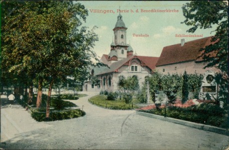 Alte Ansichtskarte Villingen, Partie b. d. Benediktinerkirche