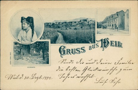 Alte Ansichtskarte Weil am Rhein, Gasthaus zum Adler, Ansicht von Weil, Adlergarten, Markgräflerin