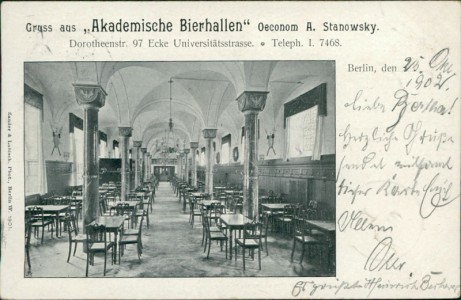Alte Ansichtskarte Berlin, Dorotheenstr. 97, Akademische Bierhallen