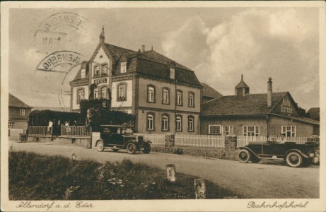Alte Ansichtskarte Allendorf (Eder), Bahnhofshotel