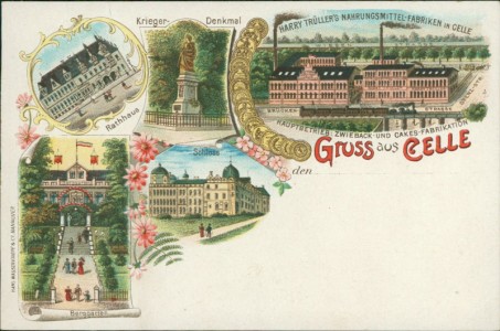 Alte Ansichtskarte Celle, Harry Trüller's Nahrungsmittel-Fabriken