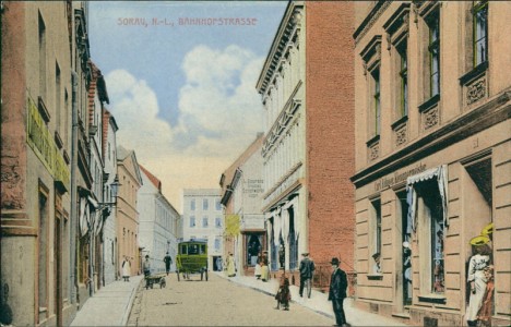 Alte Ansichtskarte Sorau / Żary, Bahnhofstrasse