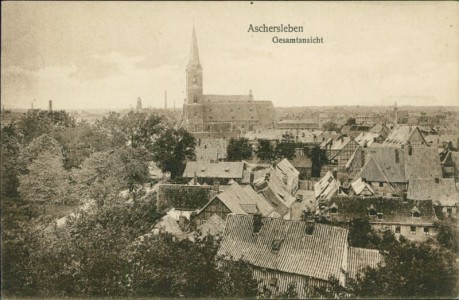Alte Ansichtskarte Aschersleben, Gesamtansicht