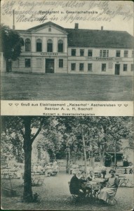 Alte Ansichtskarte Aschersleben, Etablissement "Kaiserhof", Besitzer A. u. H. Bischoff