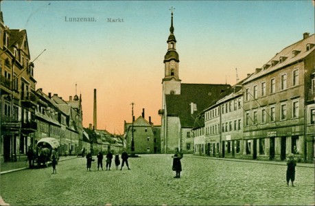 Alte Ansichtskarte Lunzenau, Markt