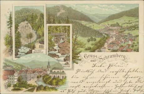 Alte Ansichtskarte Schramberg, Aus dem Bernektal, Wasserfall, Gesamtansicht