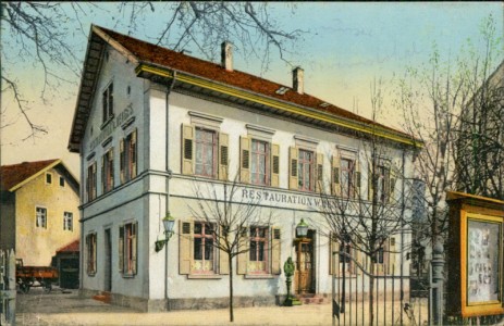 Alte Ansichtskarte Weinheim, Restauration W. Menges