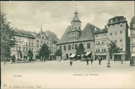 Alte Ansichtskarte Jena, Marktplatz mit Ratskeller