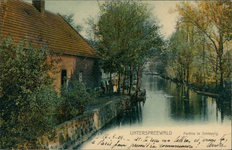 Alte Ansichtskarte Unterspreewald, Partie in Schlepzig