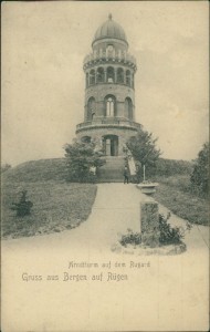 Alte Ansichtskarte Bergen auf Rügen, Arndtturm auf dem Rugard