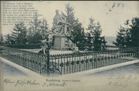 Alte Ansichtskarte Rudelsburg, Bismarck-Denkmal