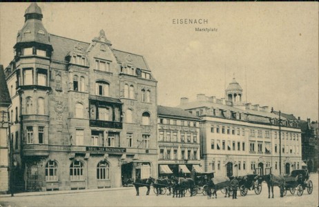 Alte Ansichtskarte Eisenach, Marktplatz mit Hotel "Der Rautenkranz"