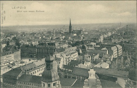 Alte Ansichtskarte Leipzig, Blick vom neuen Rathaus