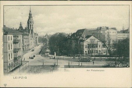 Alte Ansichtskarte Leipzig, Am Fleischerplatz