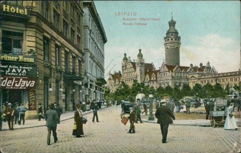 Alte Ansichtskarte Leipzig, Rossplatz (Marktleben), Neues Rathaus