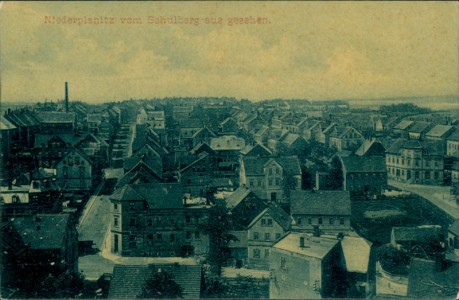 Alte Ansichtskarte Zwickau-Niederplanitz, vom Schulberg aus gesehen
