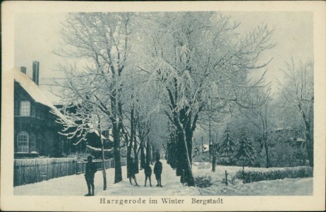 Alte Ansichtskarte Harzgerode, Teilansicht im Winter
