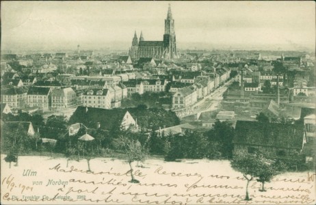 Alte Ansichtskarte Ulm, Ansicht von Norden
