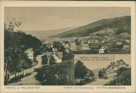 Alte Ansichtskarte Baiersbronn-Obertal, Gesamtansicht, Gasthaus u. Pension z. Sonne Paul Finkbeiner Ww. Kgl. Hoflieferant