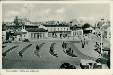Alte Ansichtskarte Neumünster, Partie am Bahnhof