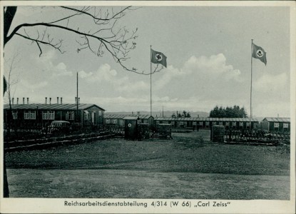 Alte Ansichtskarte Geilenkirchen, Reichsarbeitsdienstabteilung 4/314 (W 66) "Carl Zeiss"