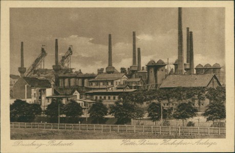 Alte Ansichtskarte Duisburg-Ruhrort, Hütte Phönix, Hochofen-Anlage
