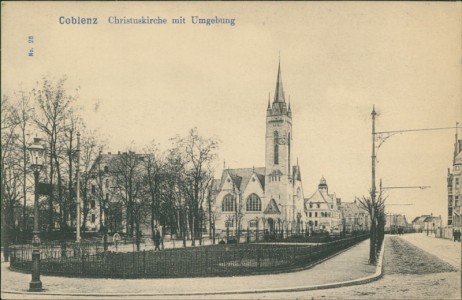 Alte Ansichtskarte Koblenz, Christuskirche mit Umgebung