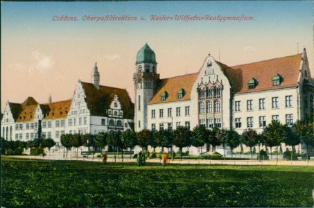 Alte Ansichtskarte Koblenz, Oberpostdirektion und Kaiser Wilhelm-Realgymnasium