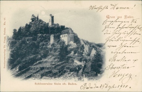 Alte Ansichtskarte Baden AG, Schlossruine Stein
