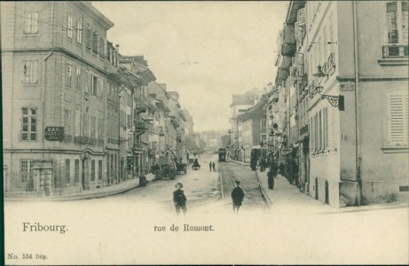 Alte Ansichtskarte Fribourg / Freiburg, rue de Romont