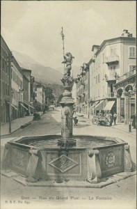Alte Ansichtskarte Sion, Rue du Grand Pont - La Fontaine