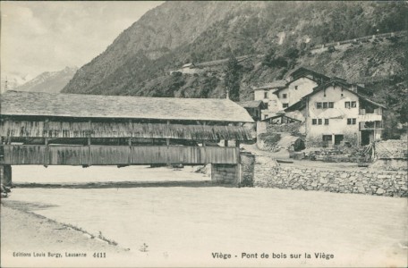 Alte Ansichtskarte Visp / Viège, Pont de bois sur la Viège